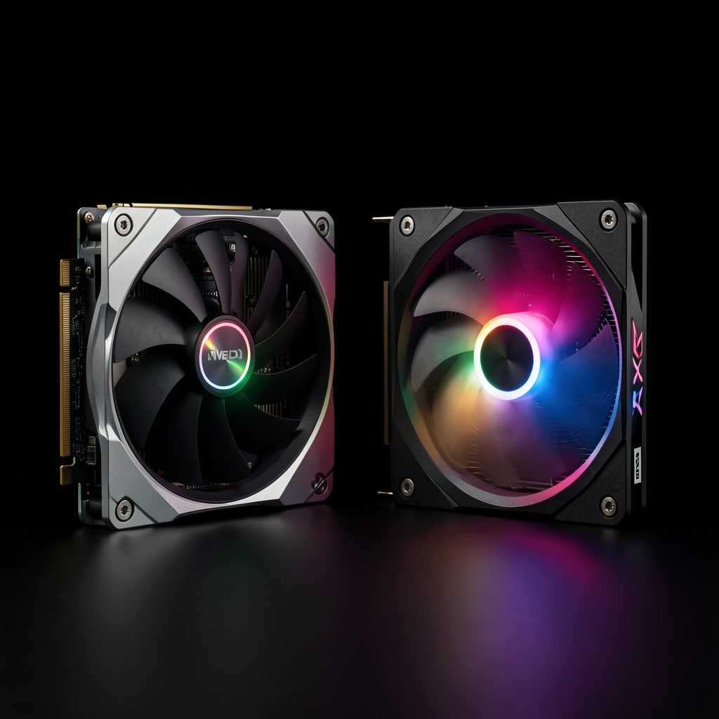 Placă video NVIDIA RTX 4080 Super Gigabyte AORUS Master design negru cu accente aurii si RGB pe fundal negru de studio foto