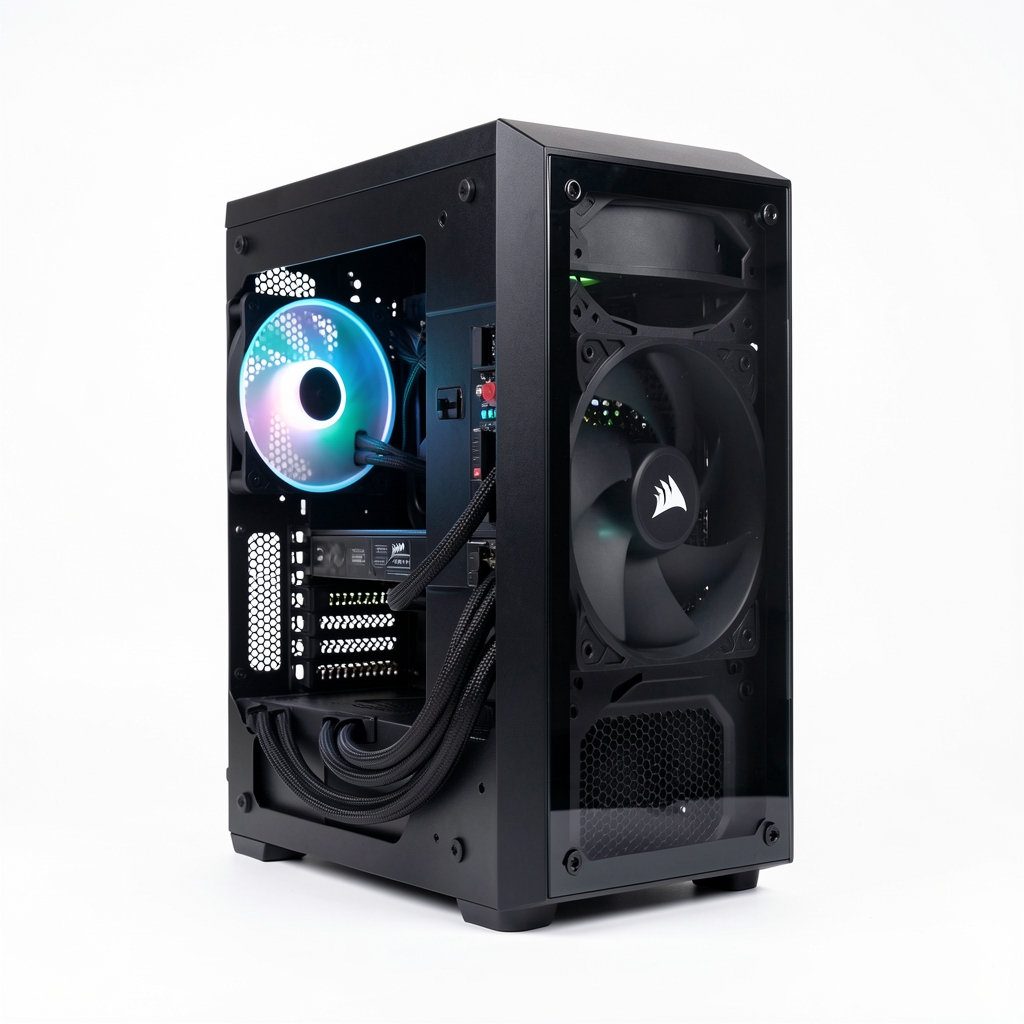 Sursa PC Corsair HX1000i 1000W Platinum Fully Modular cu carcasa neagra premium, cabluri modulare separate si logo Corsair iluminat, pe fundal alb studio