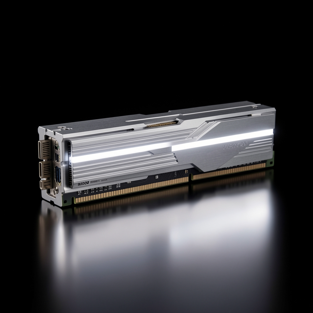 Kit memorie RAM Corsair Dominator Platinum RGB DDR5 64GB format dual-channel cu iluminare LED albă prin aluminiu, pe fundal studio negru cu reflexii metalice