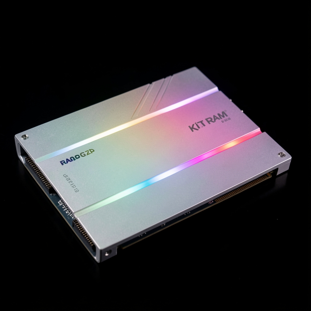 Kit RAM G.Skill Trident Z5 RGB DDR5 64GB cu iluminare LED RGB multicolor pe capac aluminiu argintiu, dual-channel pe fundal negru