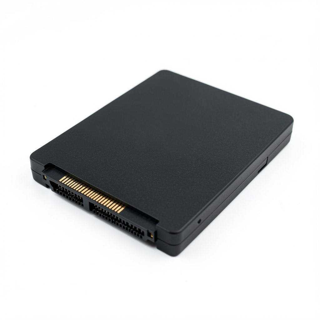 SSD Crucial P5 Plus NVMe M.2 2TB cu design simplu negru, eticheta albastra Crucial si conector M-Key pe fundal alb